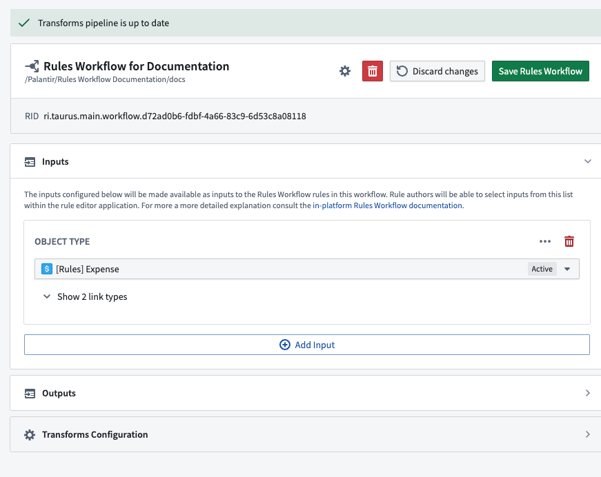 Foundry Rules workflow inputs