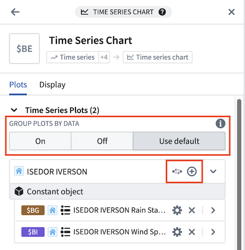 Grouping options in time series chart configuration panel