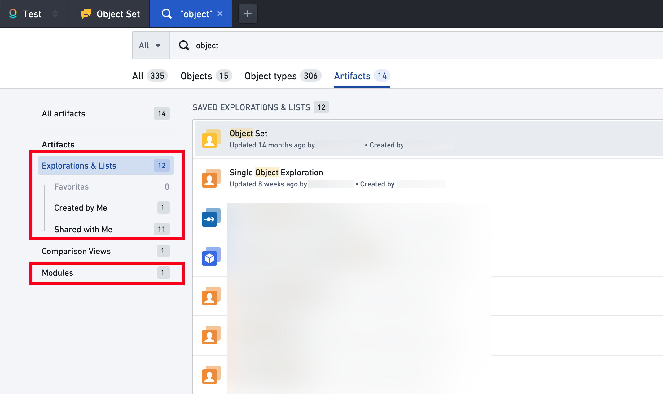 Navigation Object Explorer input Search 2