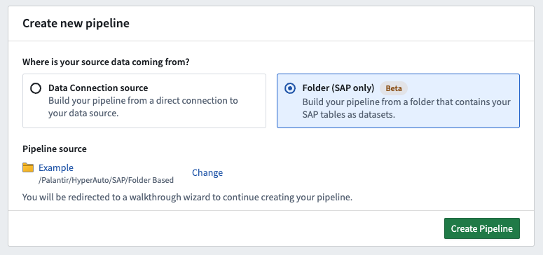 Create new folder based pipeline