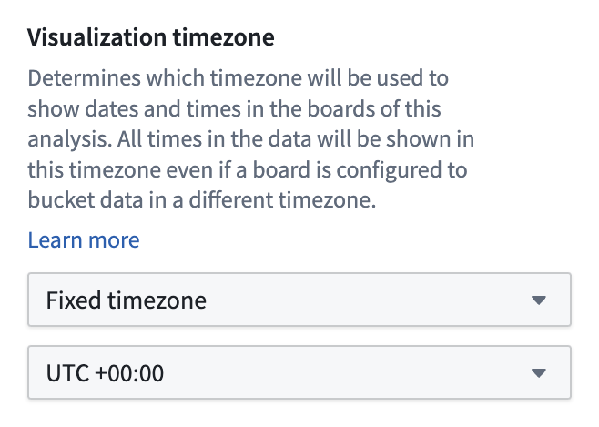 Setting the visualization time zone of the analysis