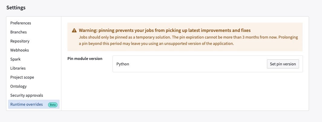 The Runtime overrides tab