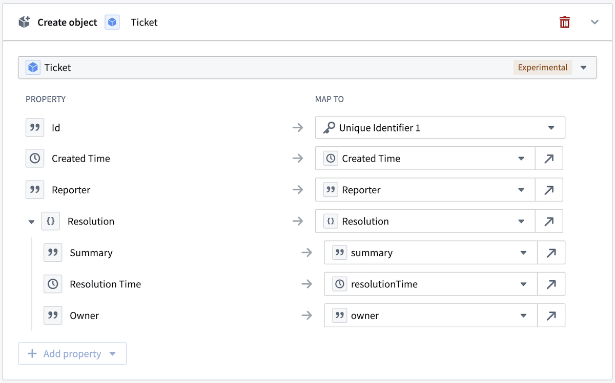 Struct property field mappings.