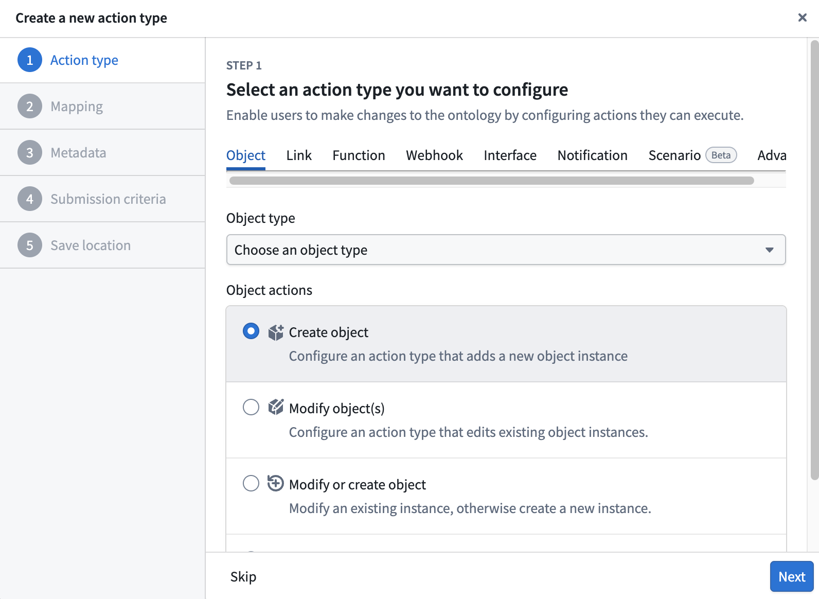 Create a new action type
