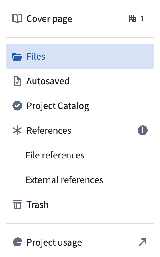 The project navigation panel with a link to view project usage.