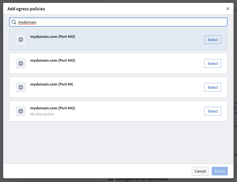 Select an available network policy to use.