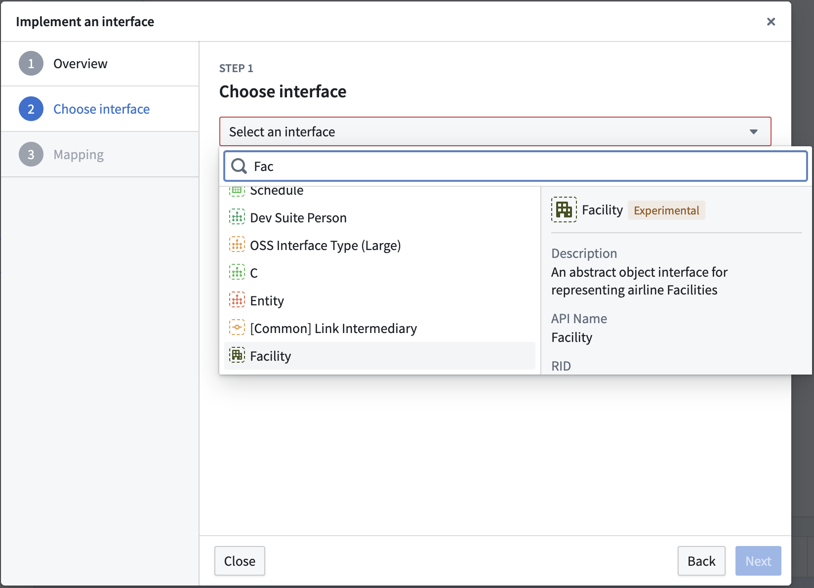 Implement an interface from an object type.