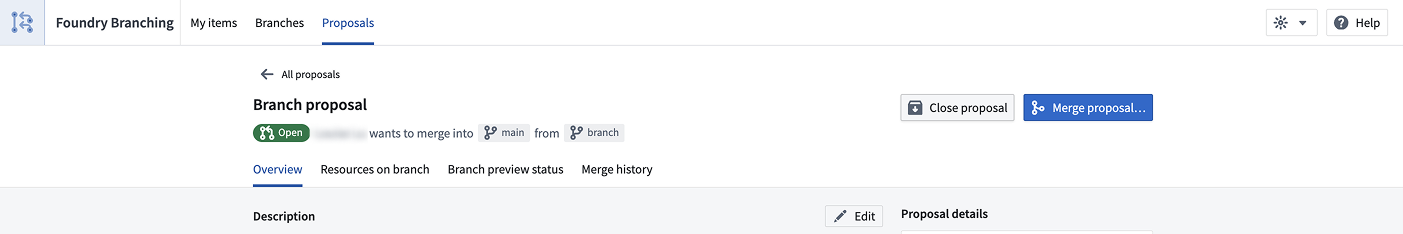 Merge branch option in Global Branching page.