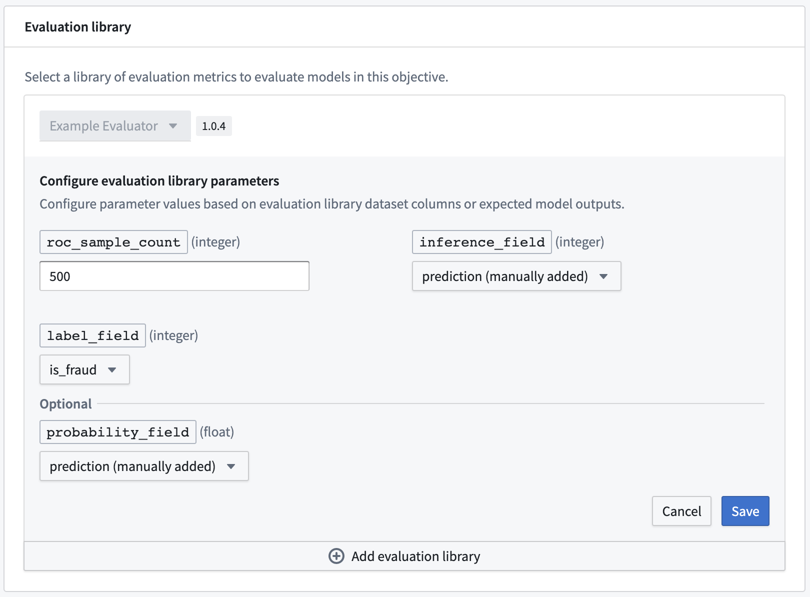 Custom evaluator in modeling objective