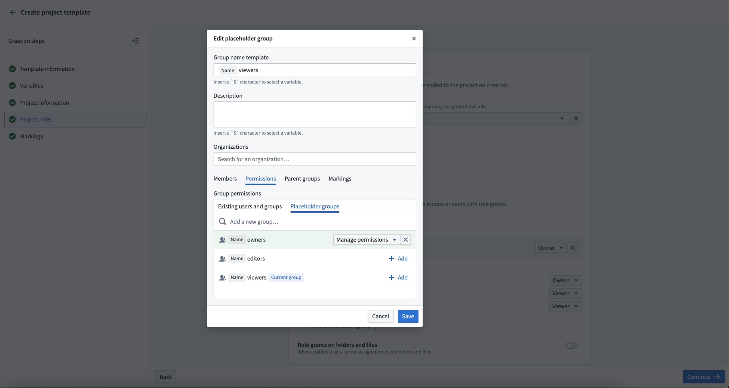 Example of a new group being granted manage permissions of a different new group.
