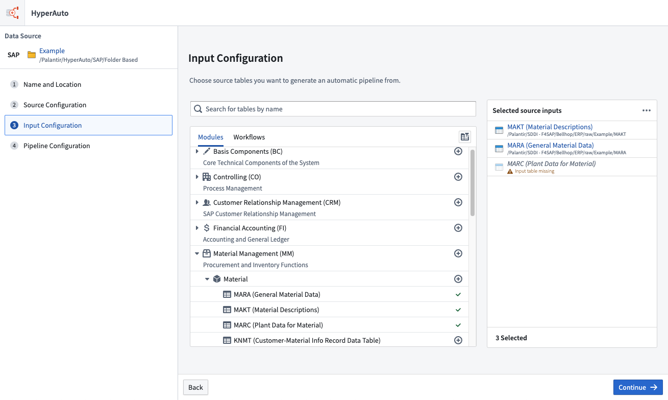 Discovered input configuration