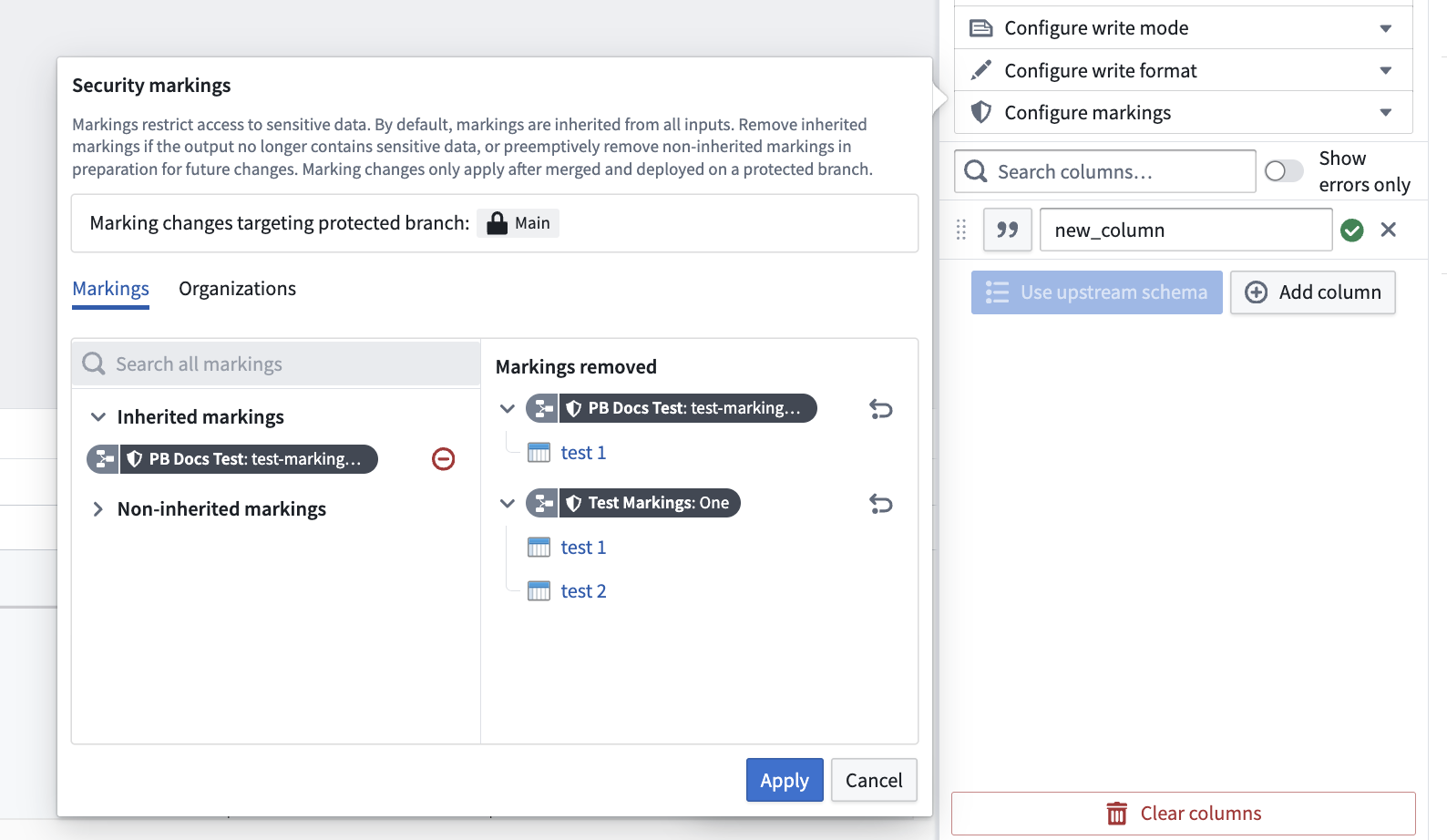 The removed markings in the "Markings removed" section in the pop-up dialog.