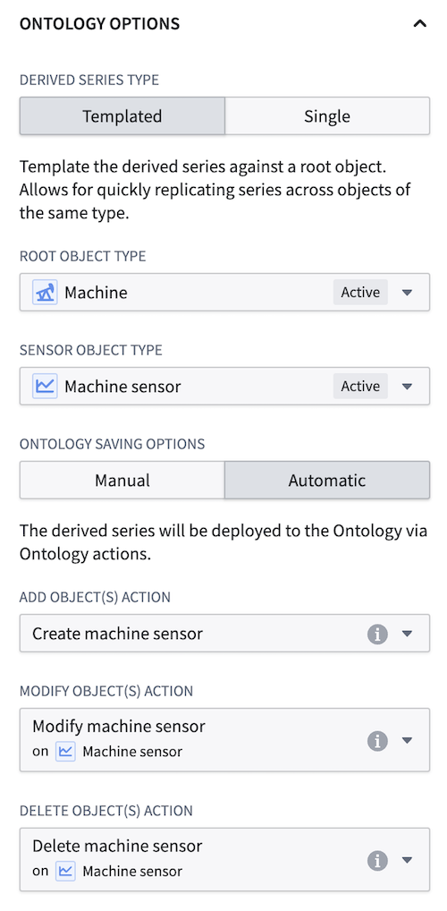 Derived series widget options