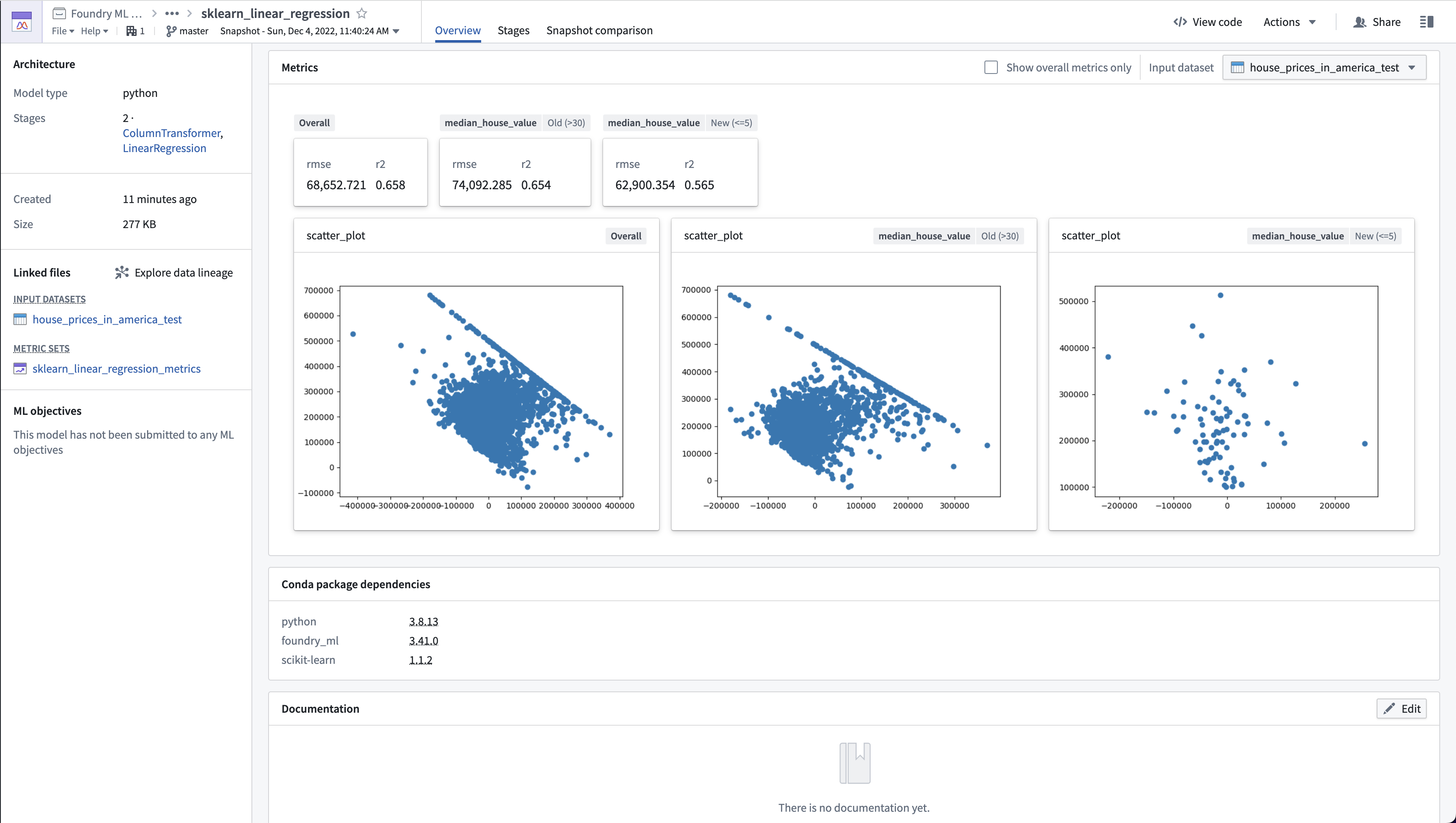 Metrics in Model Preview Application