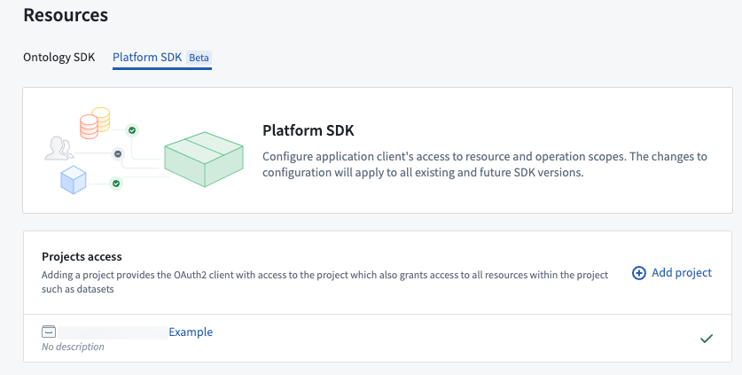 The option to add a Project for an AIP Agent in the Developer Console Platform SDK tab under Resources.