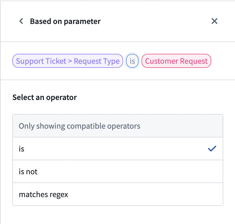 Example: Select an operator