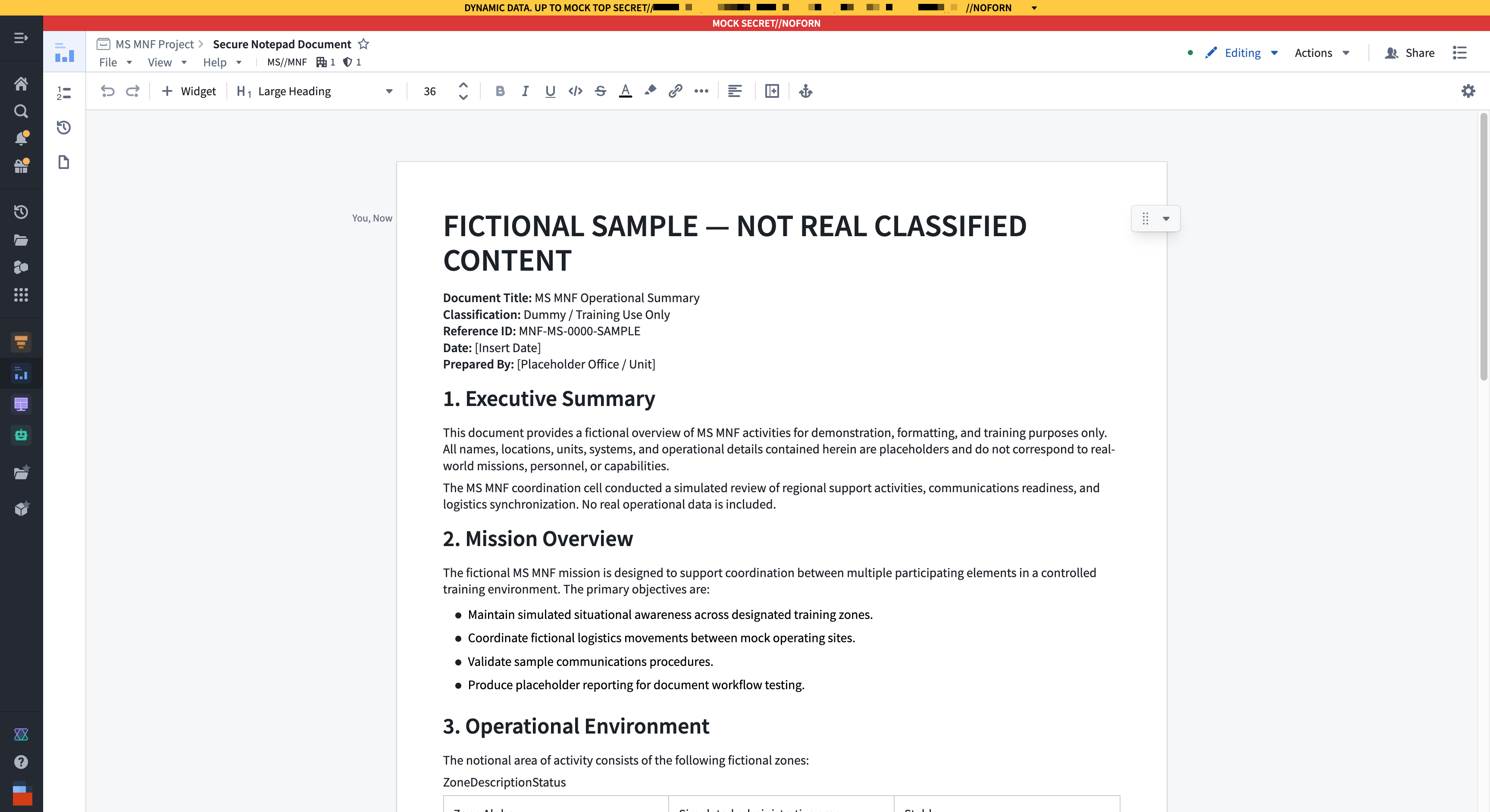 An envelope-secured Notepad document displaying the file markings banner around the document.