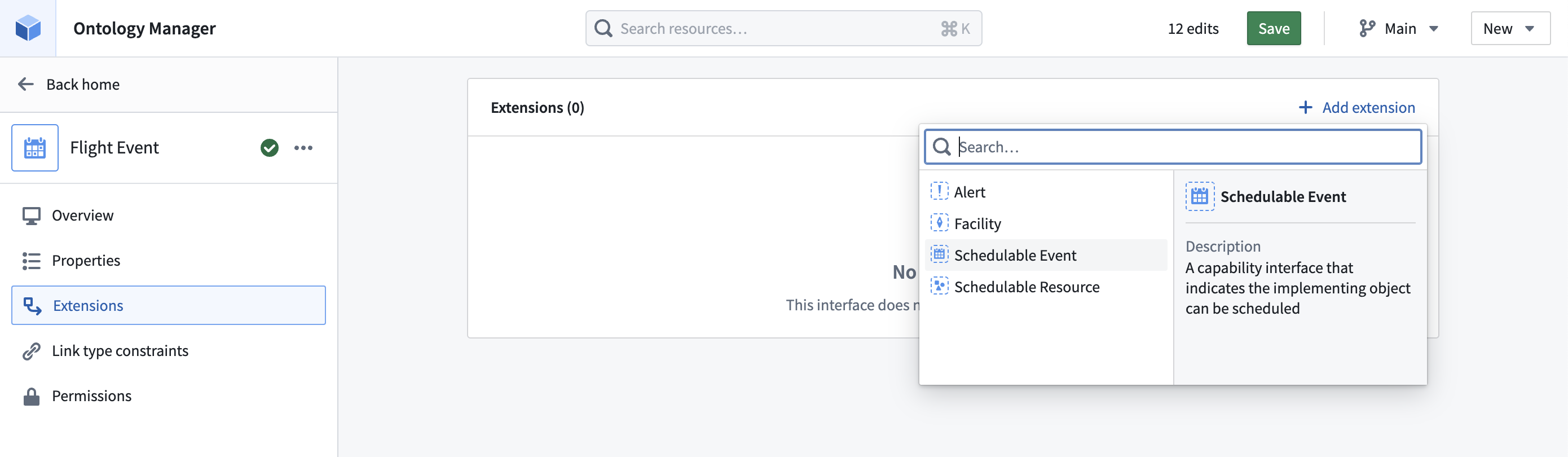 Add an extension to an interface.