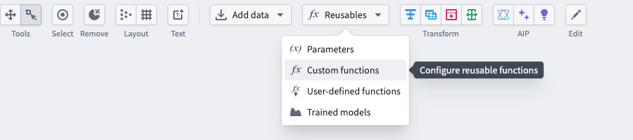 The custom expression option in the reusables drop down.