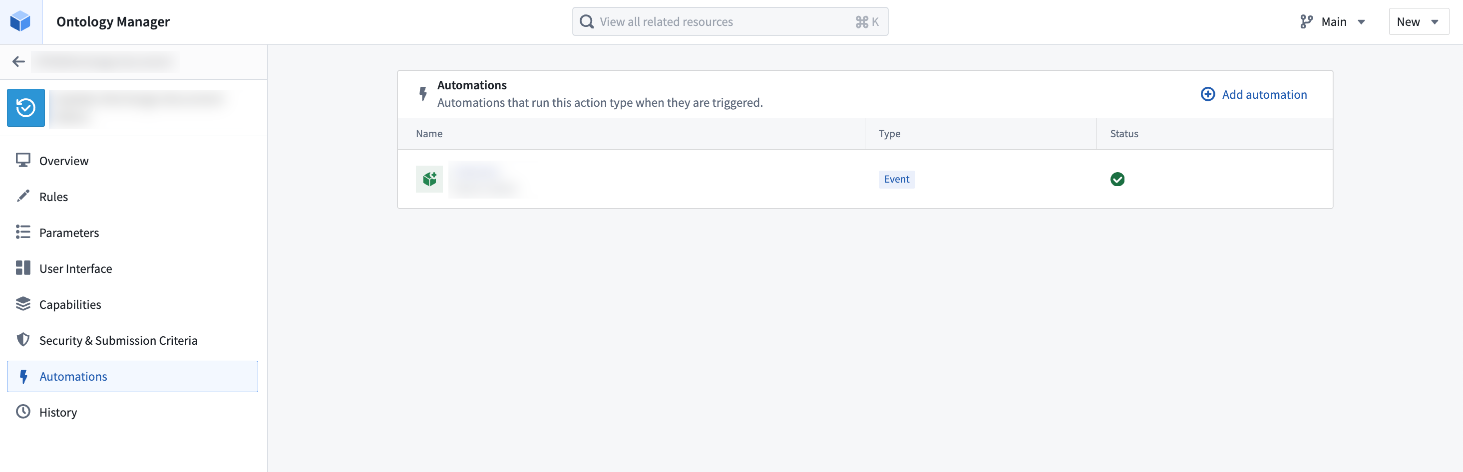 Automation integrations for action types in Ontology Manager.