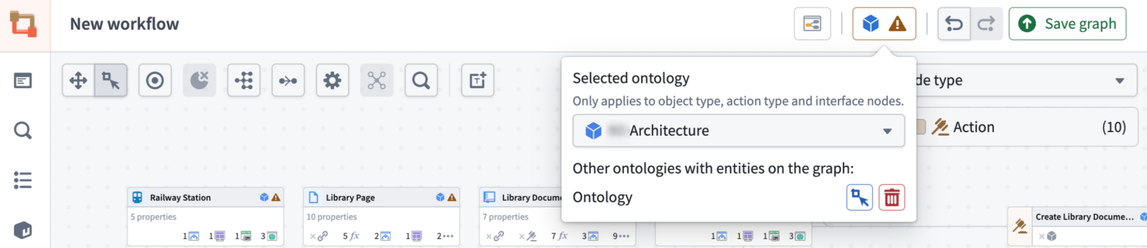 The BD Architecture ontology is selected, but there are other nodes that are from another ontology.