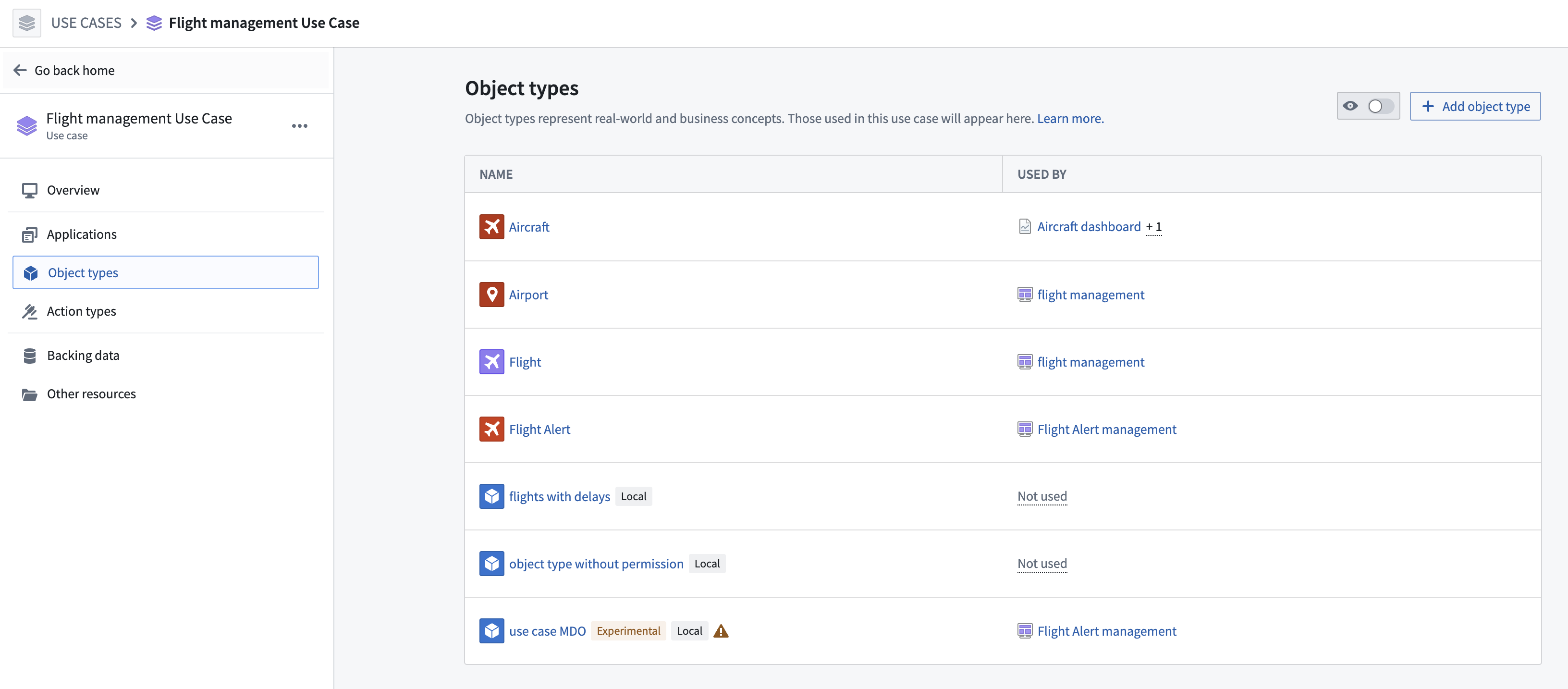 Object types page