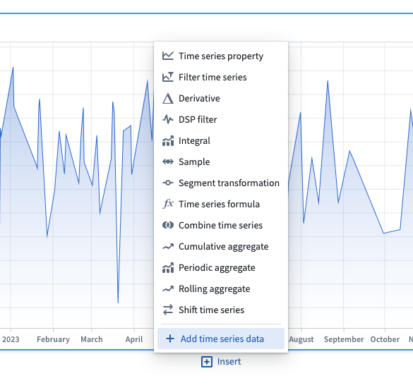 Single derived series insert data action