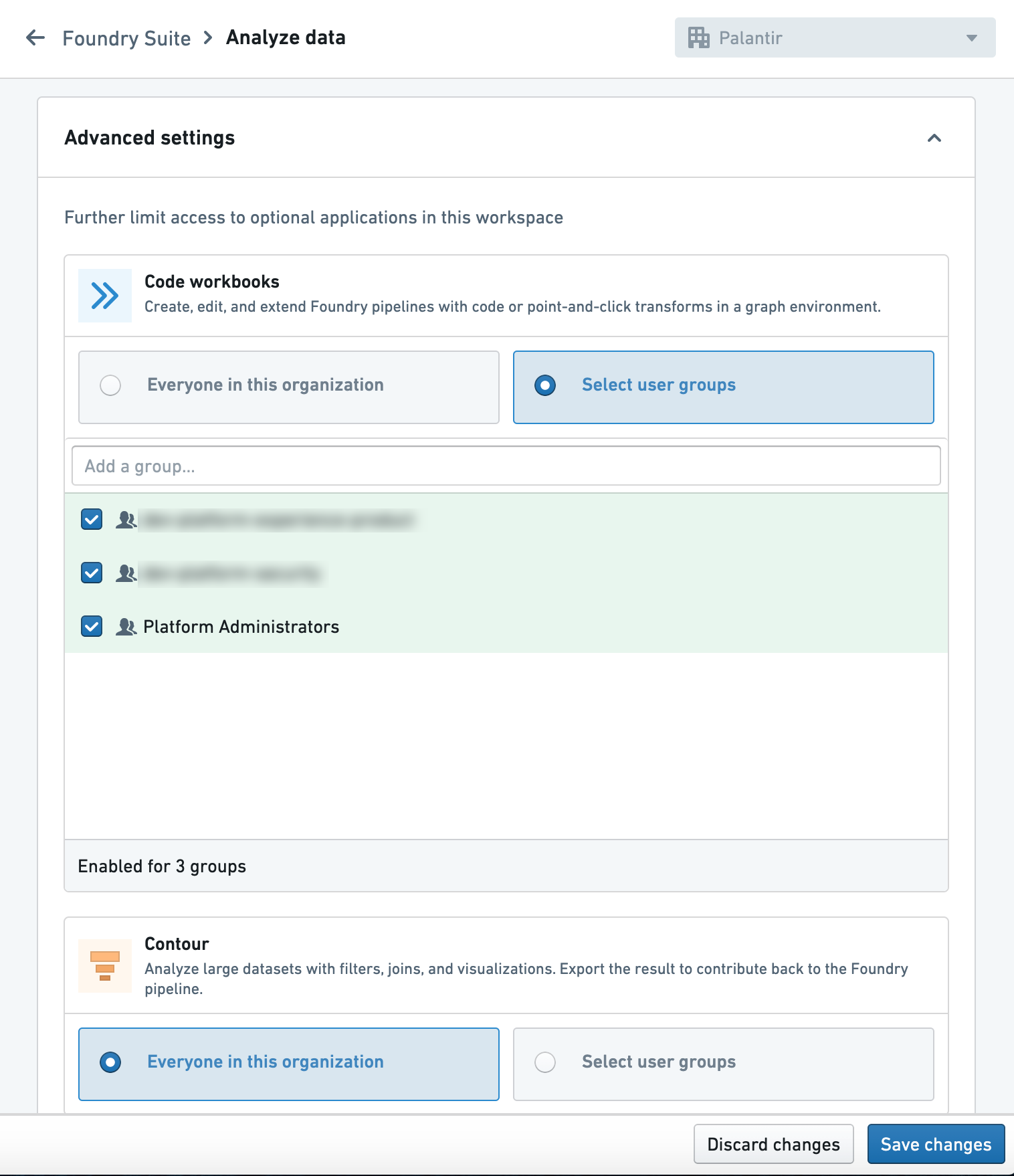 Granular application settings