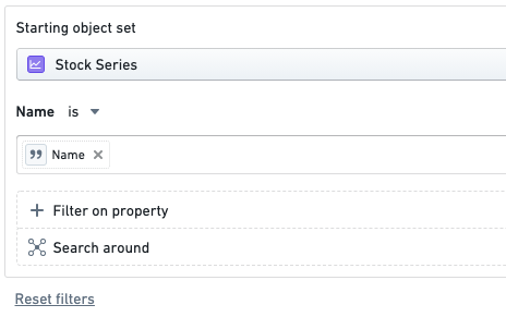 Object dropdown menu starting set