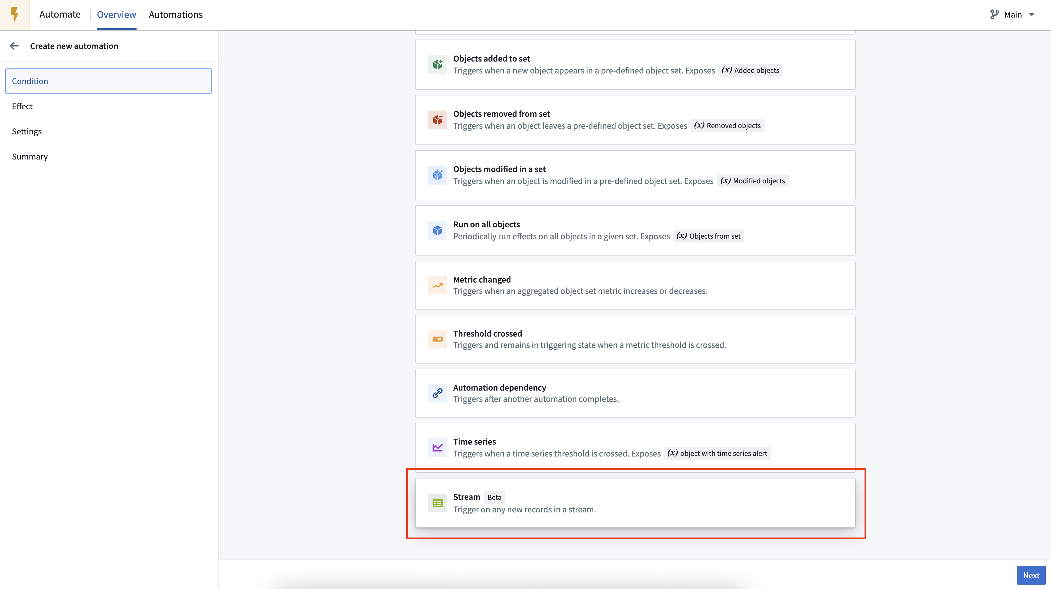 Option to process streams in Automate.