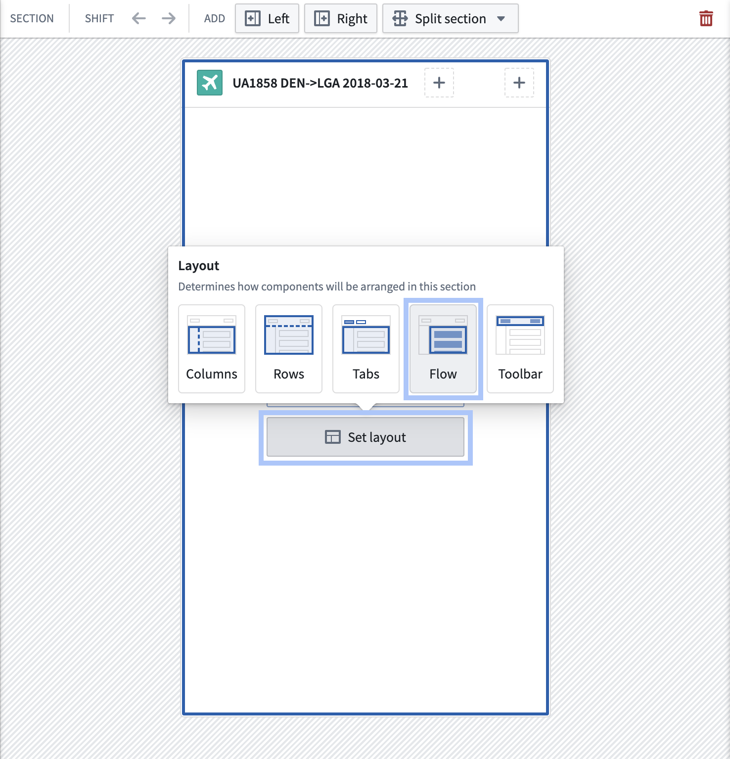 set flow layout