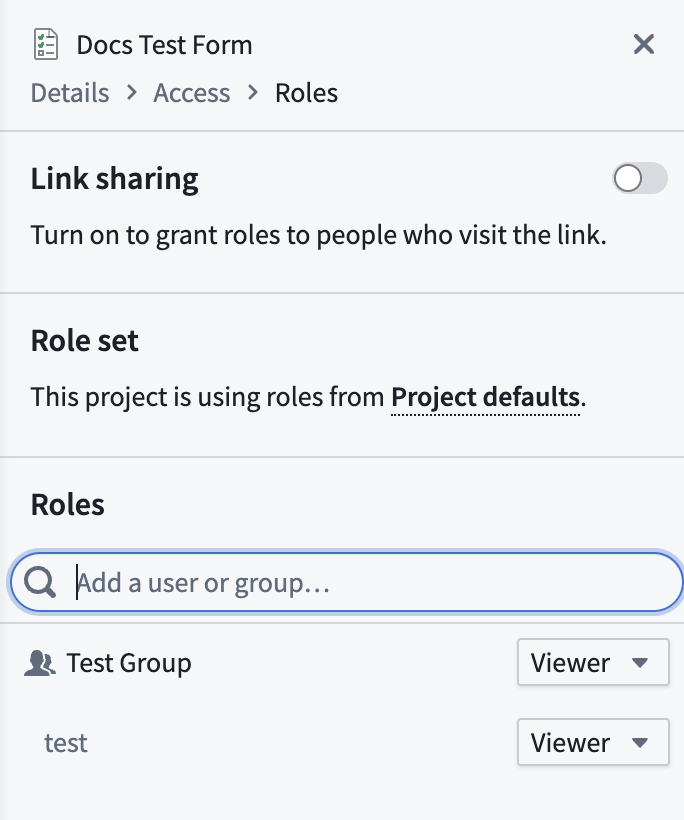 Add a user or group to share