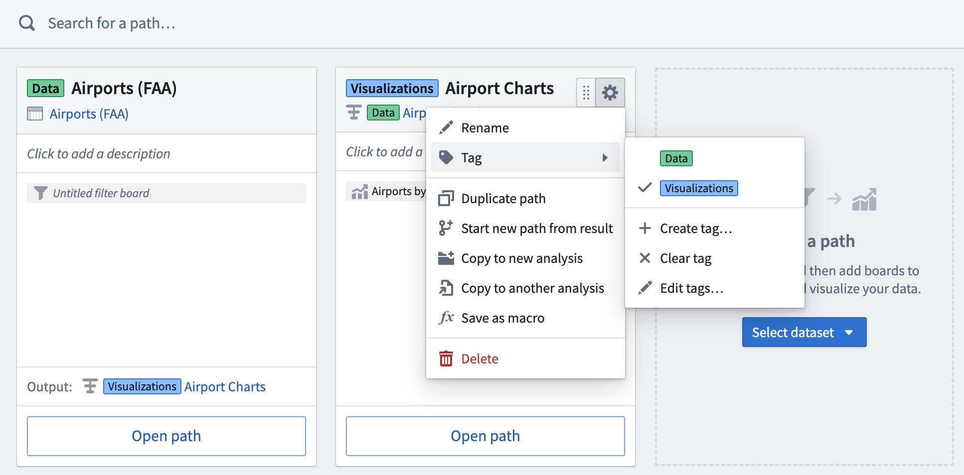 New Contour path tags in the path overview