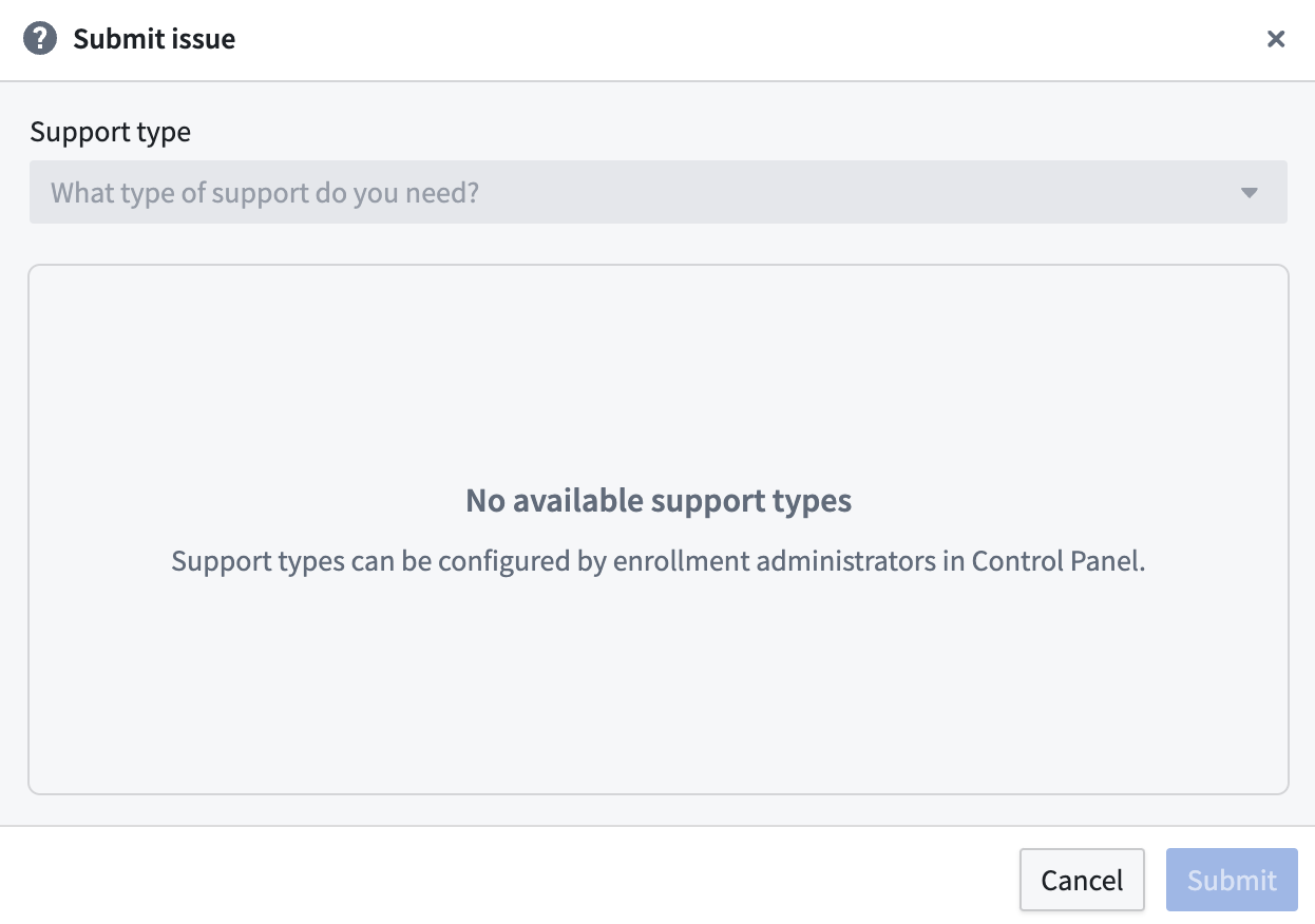 Issue filing flow without support types.