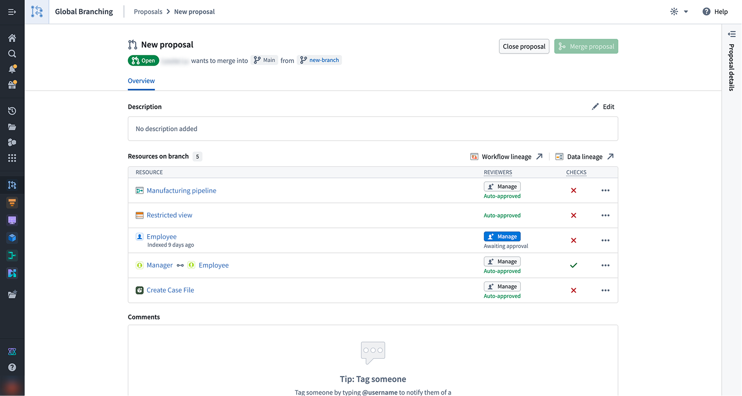 Global Branching app branch proposal overview.