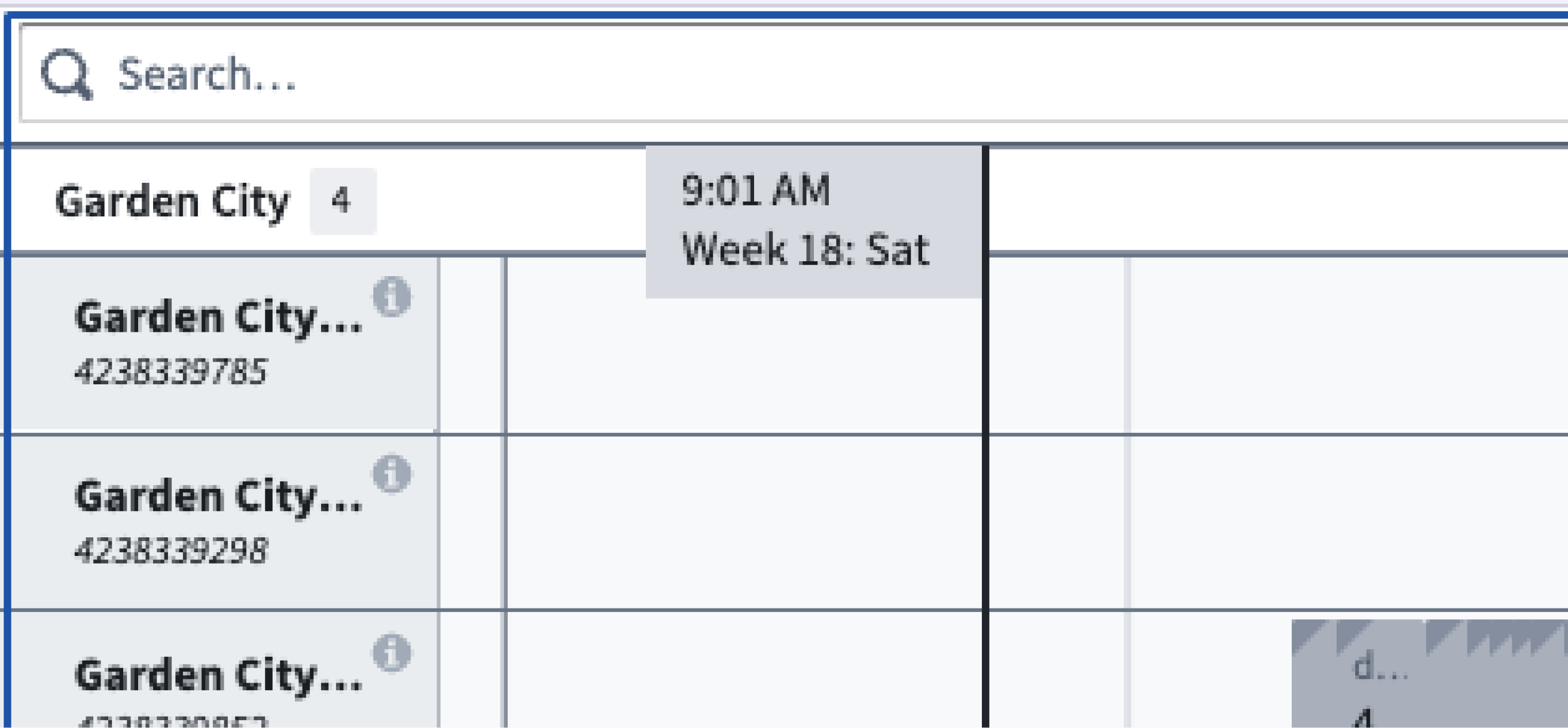 Display cursor time flag in schedule interface example.