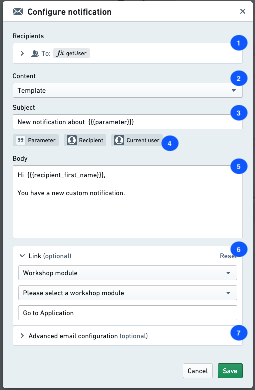 Example notification Configuration Labeled