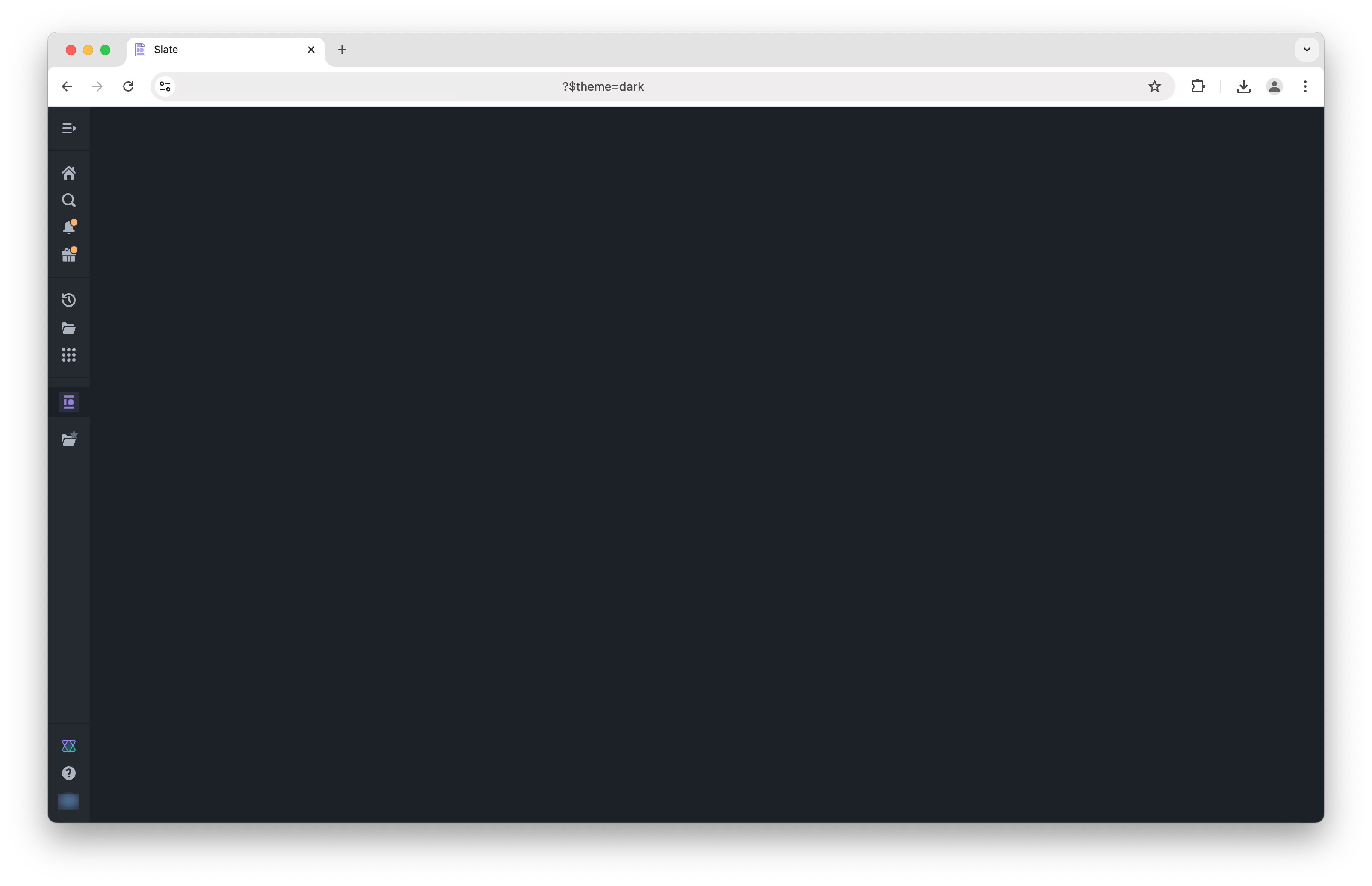 Screenshot of Slate page loading in dark mode.