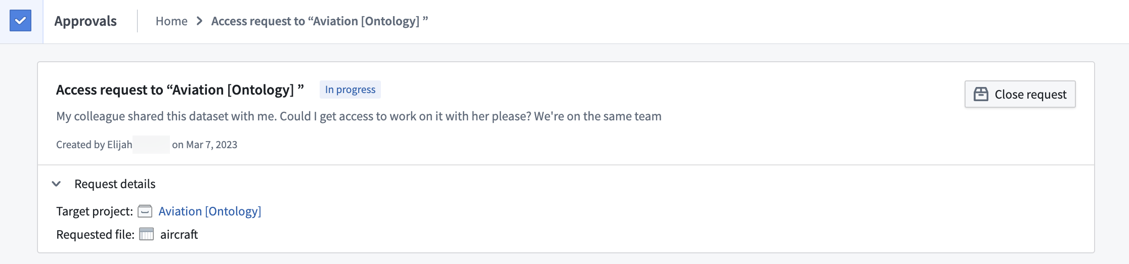 Resource requests access request.