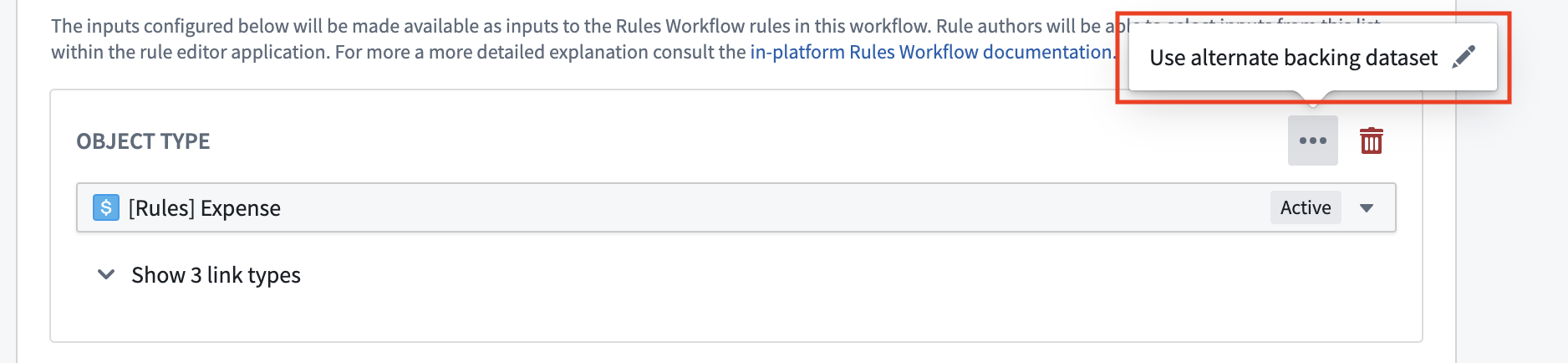 Configuring an alternate backing dataset