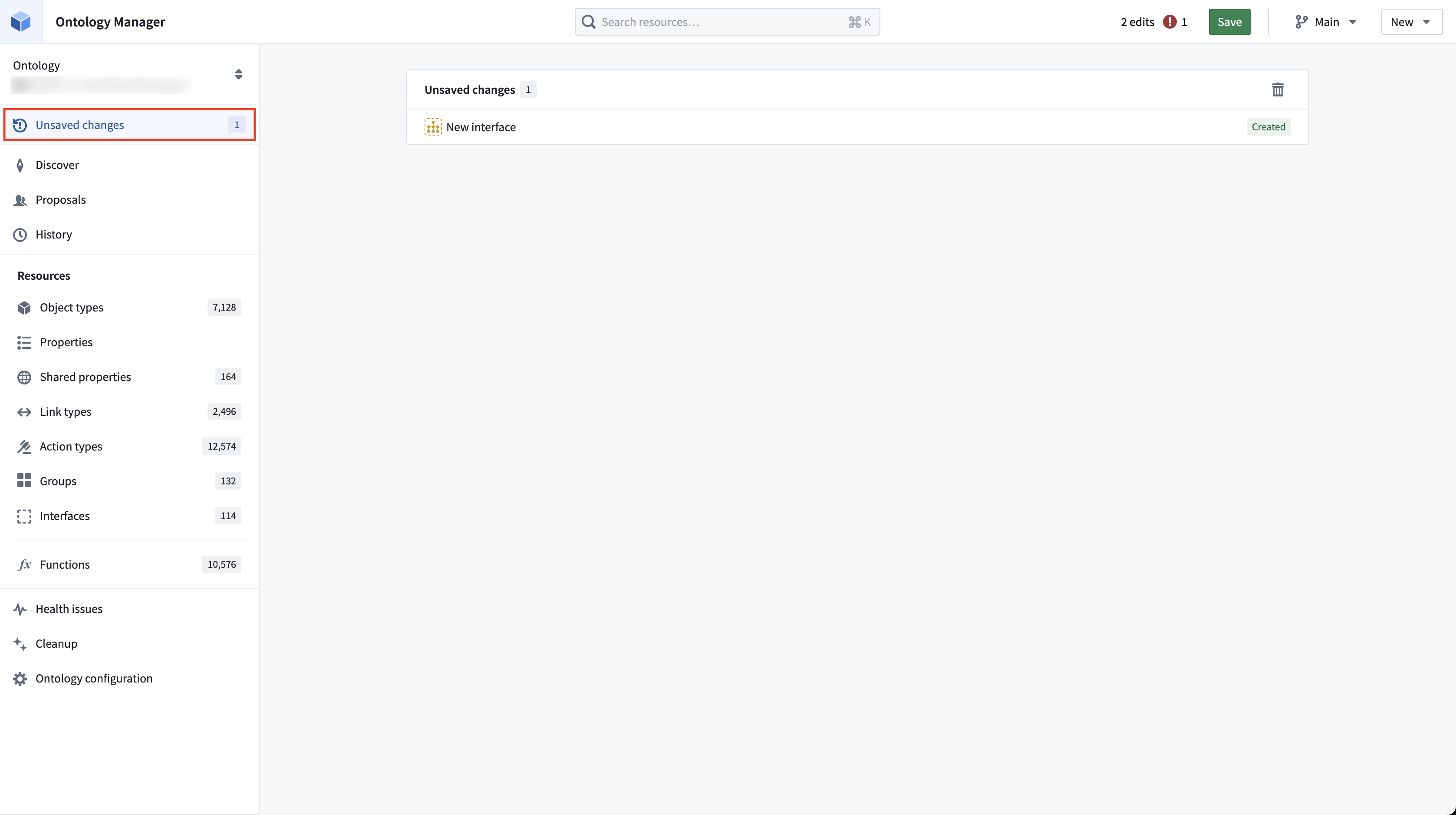 Unsaved changes button