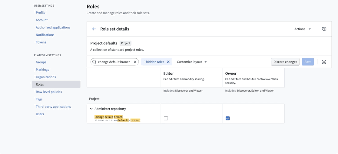 Editing default roles