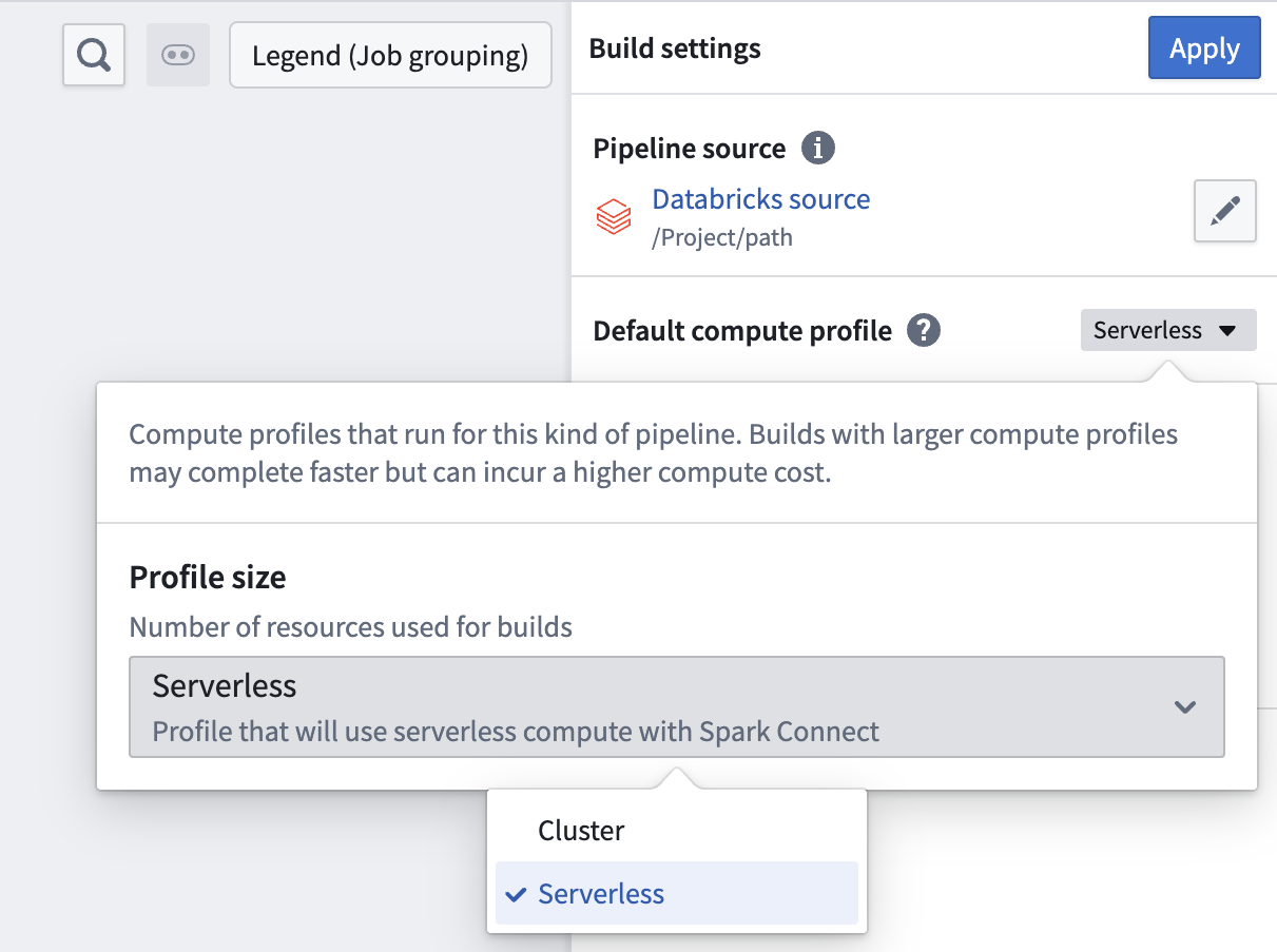 Screenshot of external build settings configuration