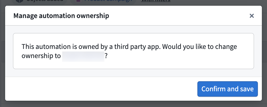 Transfer ownership from a third-party application to yourself.