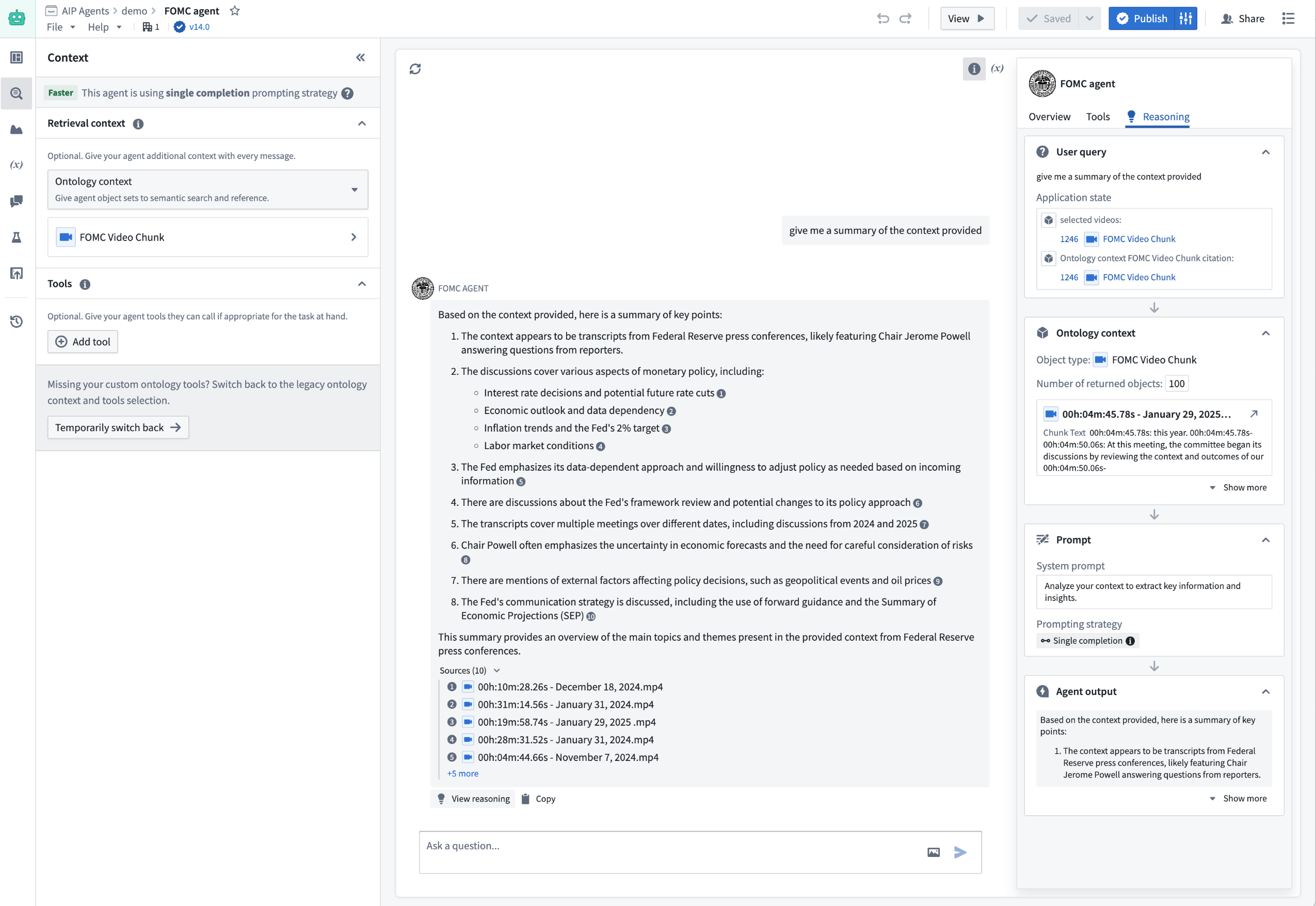 A screenshot of AIP Chatbot Studio edit page with the AIP Chatbot described above.