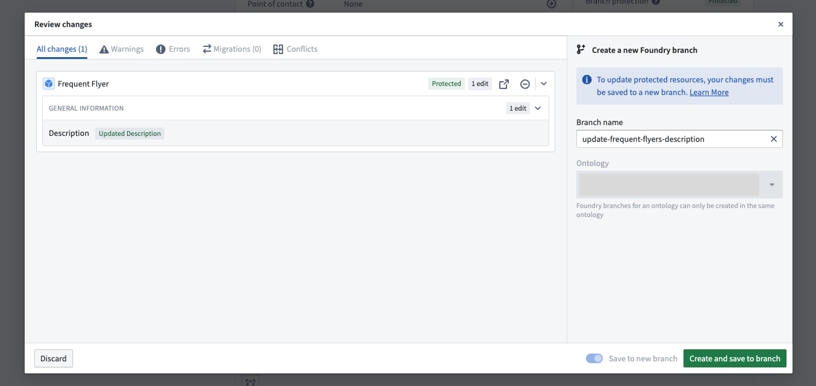 Save to new branch option in Ontology Manager.