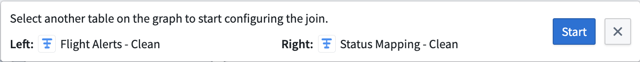 Select Start to join the selected datasets.
