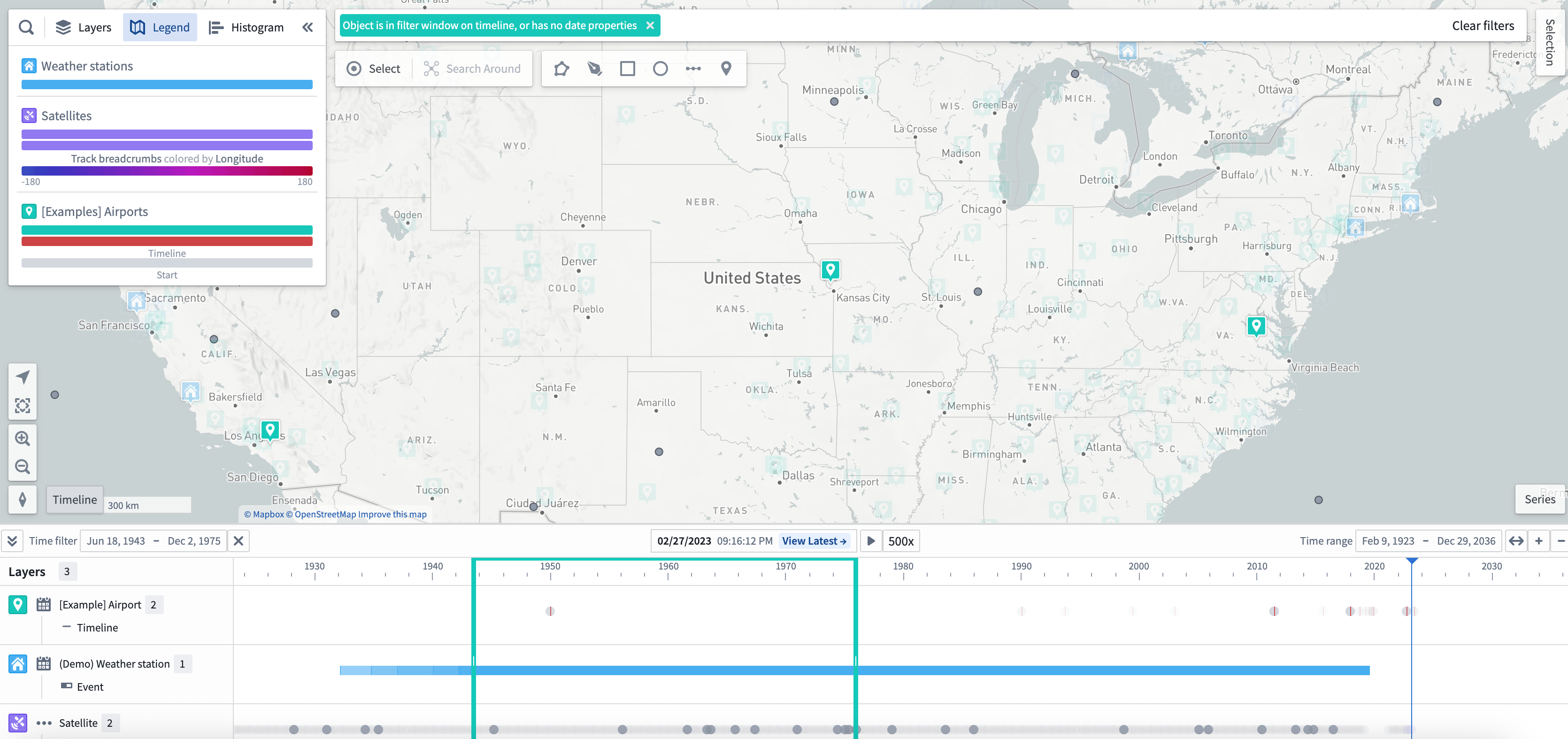 The time filter shown at the top of the maps application.