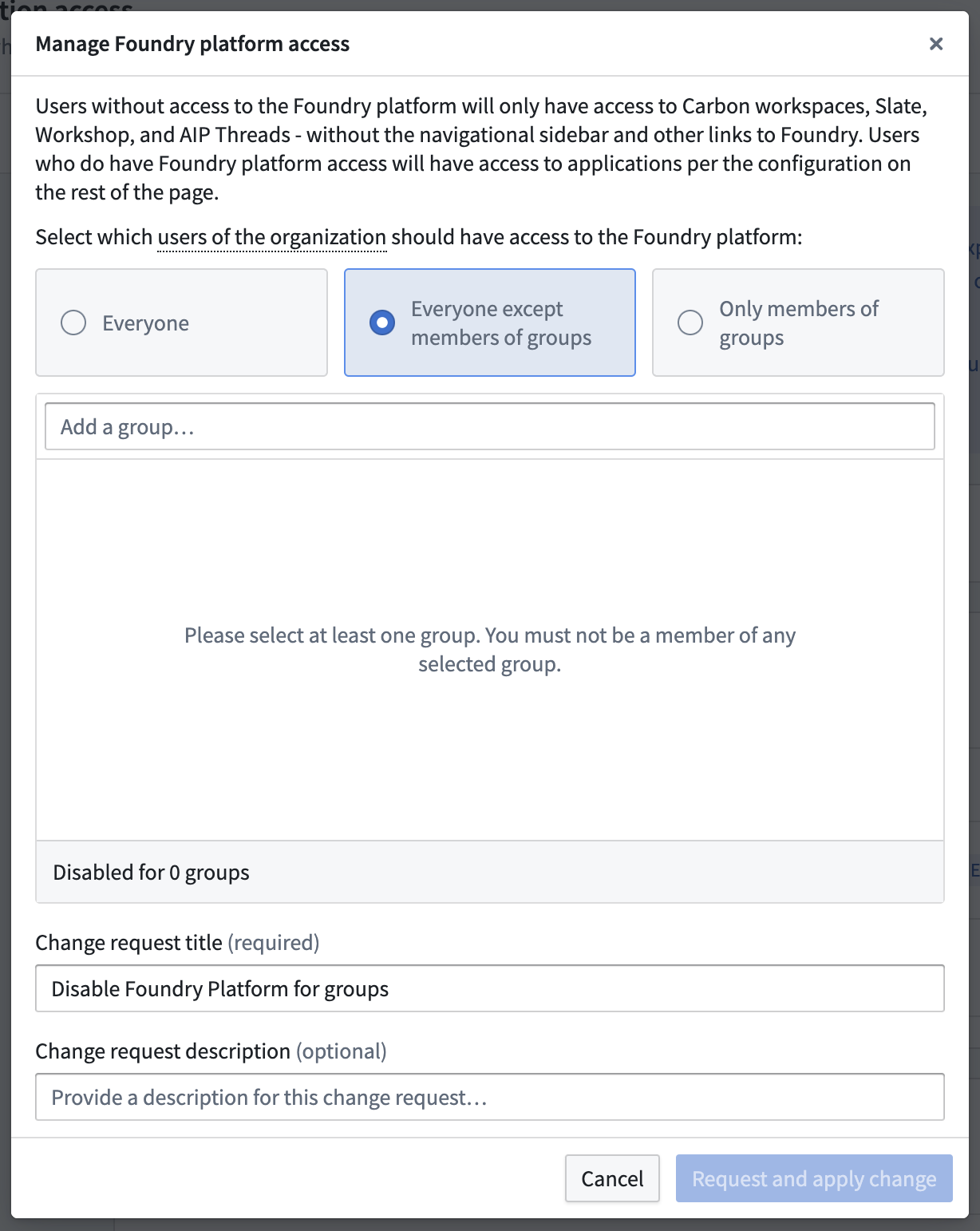 Configure platform access