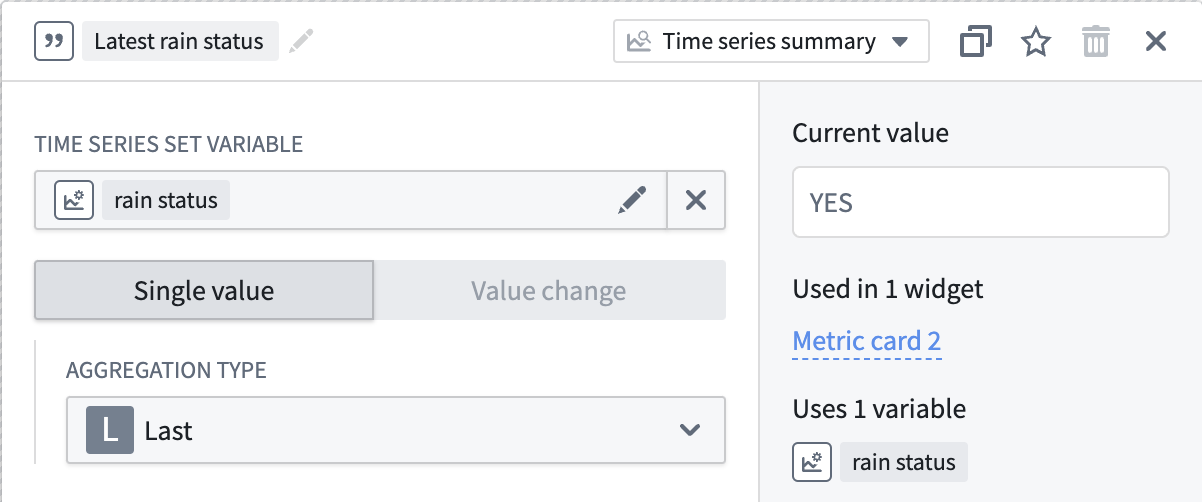 Example configuration of a String-type time series summary variable.
